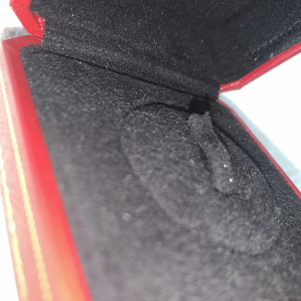 VTG - CARTIER JEWELRY BOX FOR PIN - RING? RED/GOLD/BLACK Push‎ Button Leather
